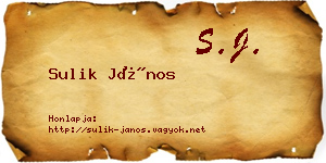 Sulik János névjegykártya